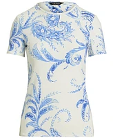 Lauren Ralph Women's Paisley Stretch Cotton Crewneck Tee
