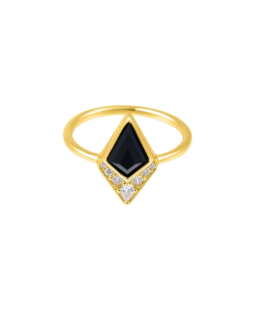 Adornia Fine Black Onyx Kite Ring 14k gold vermeil