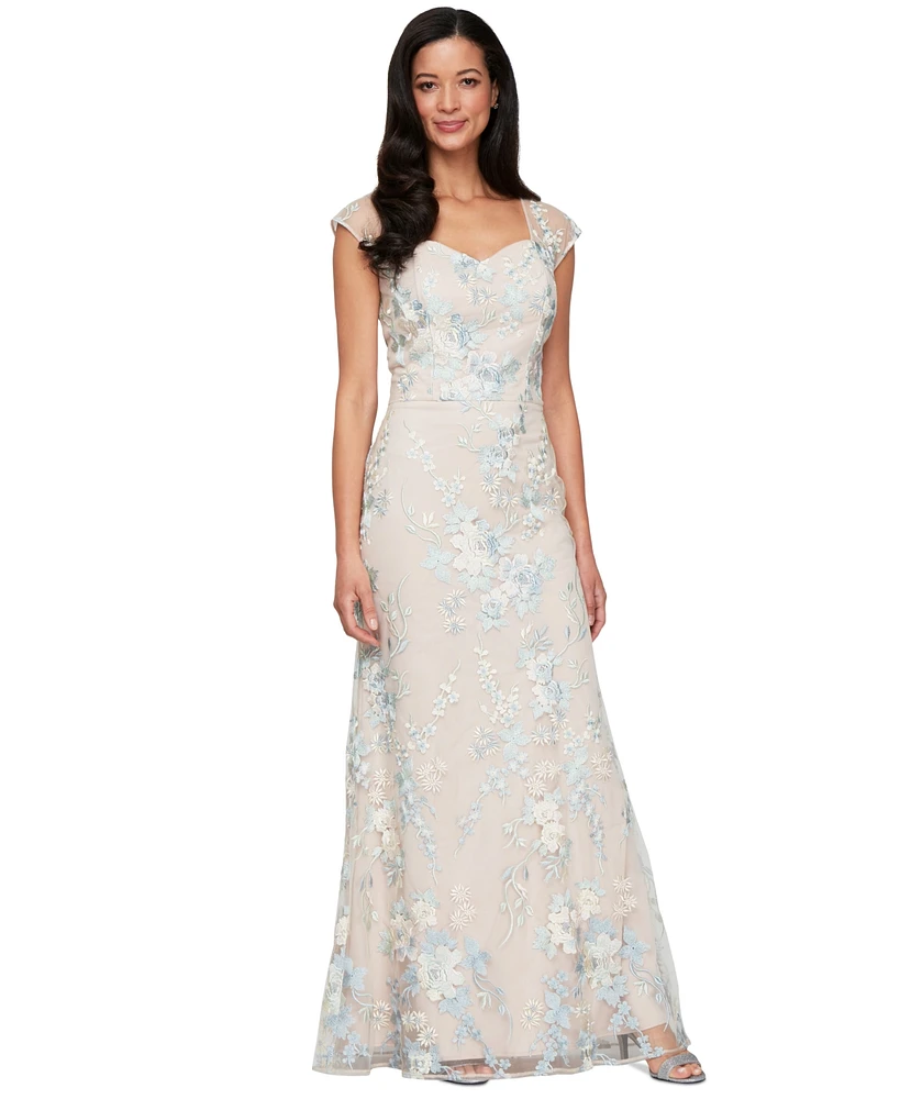 Alex Evenings Women's Embroidered Sweetheart-Neck Mermaid Gown