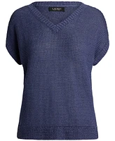 Lauren Ralph Women's Linen-Blend Short-Sleeve V-Neck Sweater