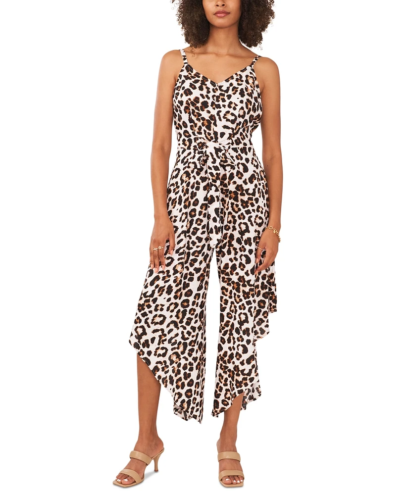 Vince Camuto Women's Animal-Print Cascade-Leg Jumpsuit