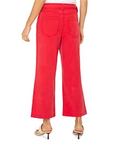 Liverpool Los Angeles Petite Cropped Belted Wide-Leg Pants