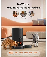 Automatic Cat Feeders 2 Cats Timed Cat Feeder with Stainless Steel Bowl, Programmable 1-6 Meals Control, Dual Power Supply Auto Pet Feeder for Cats an