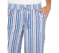 Liverpool Los Angeles Petite Striped Drawstring-Waist Pants