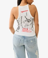 True Religion Women's Logo Halter Neckline Tank T-Shirt