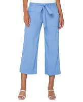 Liverpool Los Angeles Petite Wide-Leg Cropped Tie-Waist Pants