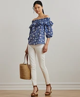 Lauren Ralph Women's Floral Voile Off-the-Shoulder Blouse