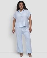Dkny Plus Reverse Satin Button-Front Shirt