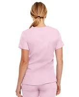 Medichic Plus Ruth 3-Pocket Multi Stitch V-Neck Scrub Top, Pewter, 3X Large