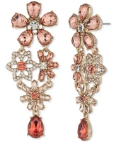 Givenchy Gold-Tone Crystal & Stone Flower Chandelier Earrings