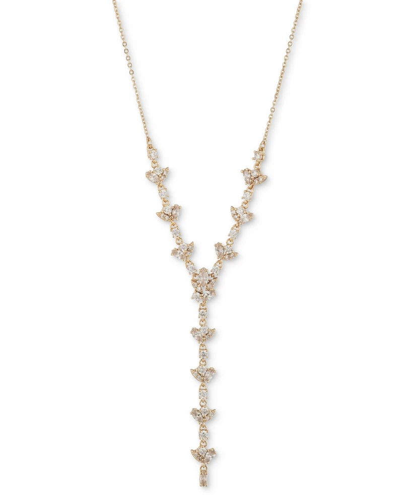 Givenchy Gold-Tone Cubic Zirconia Lariat Necklace, 16" + 3" extender