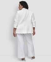 Dkny Plus Ruched-Sleeve One-Button Blazer