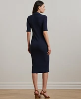 Lauren Ralph Lauren Women's Rib-Knit Elbow-Sleeve Polo Dress