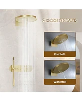 Casainc Two Functions 16 Inch Wall Mounted Thermostatic Shower System with Handheld