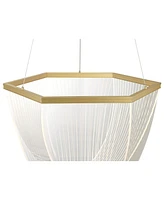 Muir 20 1/2" Modern Pendant Ceiling Light Fixture Dining Room Over Table Kitchen Island Foyer Hanging Unique Led Dimmable Clear Sanded Gold Finish Acr