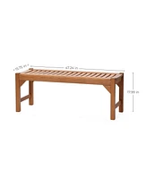 LuxenHome Natural Solid Wood 47.2-Inch Long Rectangle Sloping Seat Outdoor Bench