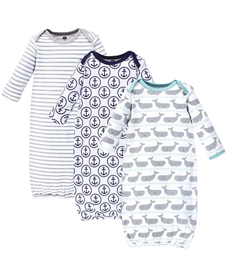 Hudson Baby Baby Boys Hudson Cotton Gowns, Whales Anchor, Preemie/Newborn