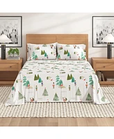 Linery & Co. Christmas Turkish Cotton Double-Brushed Flannel Bed Sheet Set