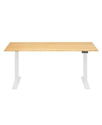 Flexispot E7-commercial 72 W Electric Adjustable Standing Desk, Bamboo Top, White Base