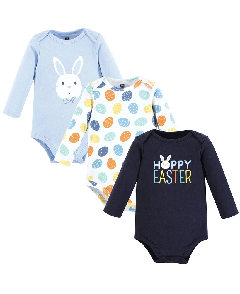 Hudson Baby Boys Cotton Long-Sleeve Bodysuits, Hoppy Easter
