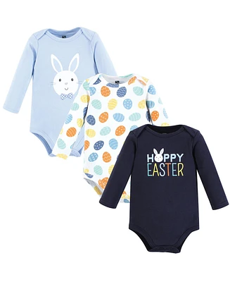 Hudson Baby Boys Cotton Long-Sleeve Bodysuits, Hoppy Easter