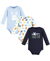 Hudson Baby Boys Cotton Long-Sleeve Bodysuits, Hoppy Easter