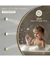 Casainc Led Light Pressure-balanced Valve Included All-In-One Kit With Rough In-Valve Thermostatic Shower System Body Jets