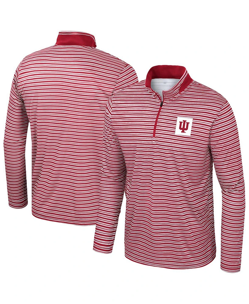 Colosseum Men's Crimson Indiana Hoosiers Striped Quarter-Zip Sweatshirt