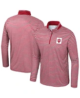 Colosseum Men's Crimson Indiana Hoosiers Striped Quarter-Zip Sweatshirt