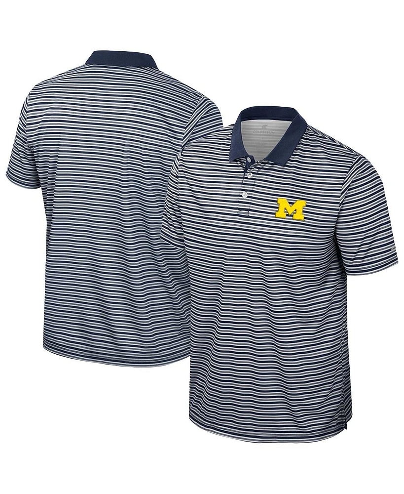 Colosseum Men's Navy Michigan Wolverines Striped Polo Shirt