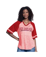 G-iii 4Her by Carl Banks Women's Red Philadelphia Phillies Hall of Fame Raglan Oversized Half-Sleeve Top
