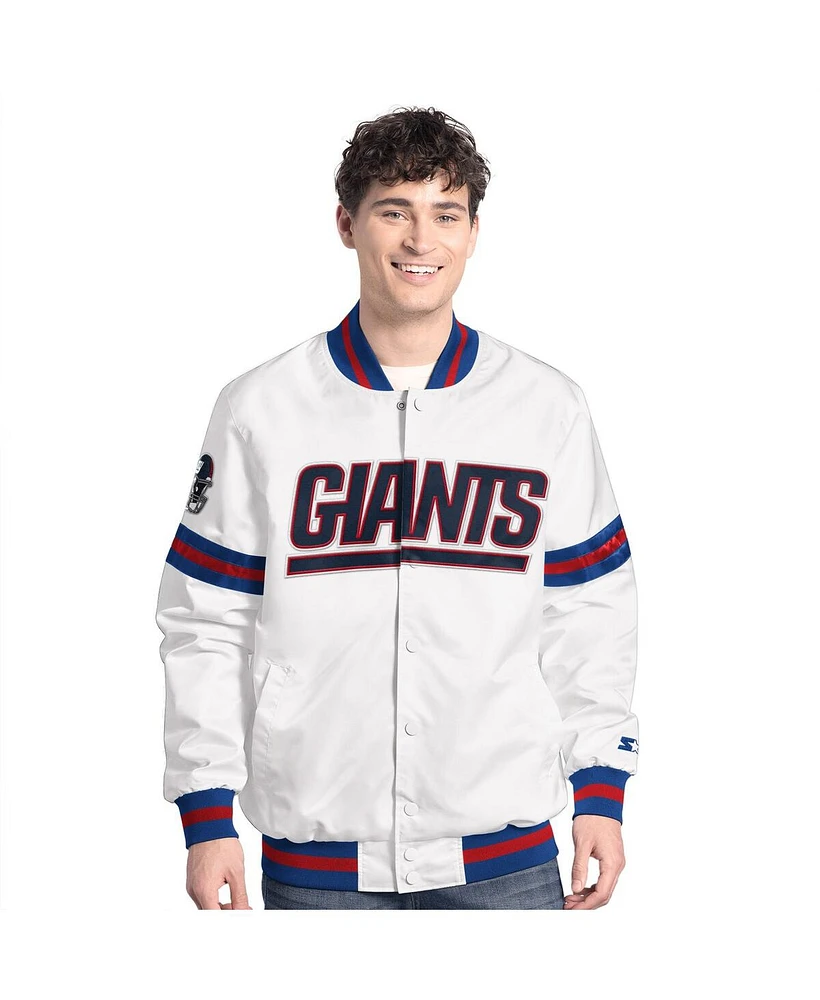 Starter Men's White New York Giants Scout Full-Snap Varsity Jacket