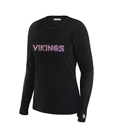 Wear by Erin Andrews x Gracie Hunt Women's Black Minnesota Vikings Mesh Panel Long Sleeve T-Shirt