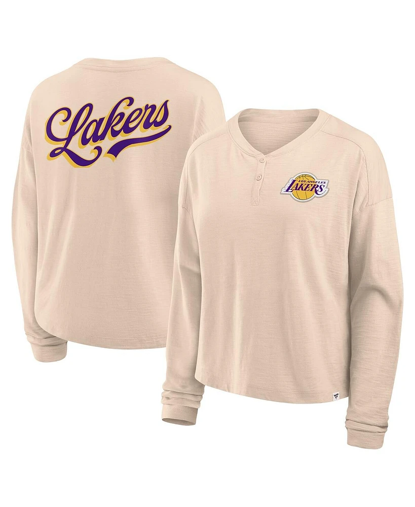 Fanatics Women's Natural Los Angeles Lakers Boxed Out Drop Fashion Long Sleeve T-Shirt