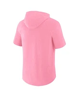 Fanatics Men's Pink Inter Miami Cf Hat Trick Stadium Slub Raglan Short Sleeve Pullover Hoodie
