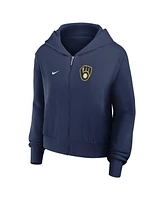 Nike Women's Navy Milwaukee Brewers Lightweight Full-Zip Hoodie