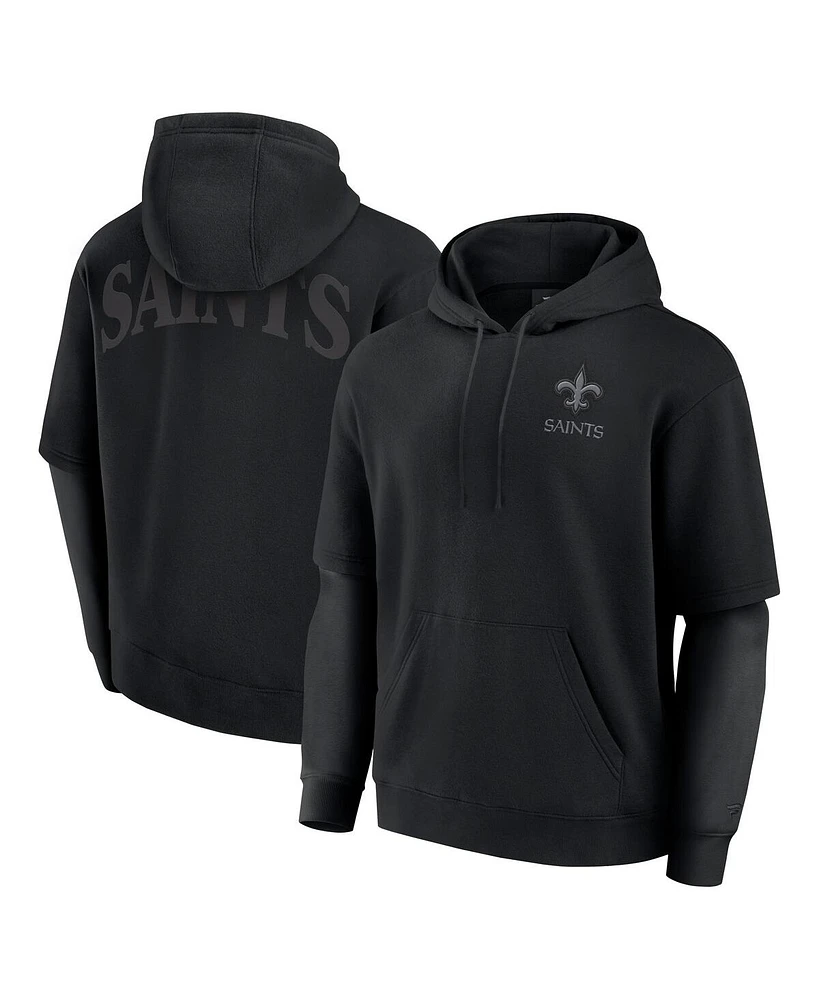 Fanatics Men's and Women's Black New Orleans Saints Sleek Elements Pullover Hoodie