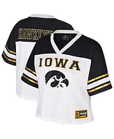 Colosseum Women's White Iowa Hawkeyes Treasure Cropped Football Jersey
