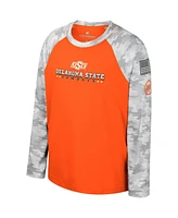Colosseum Big Boys and Girls Orange/Camo Oklahoma State Cowboys Oht Military Appreciation Dark Star Raglan Long Sleeve T-Shirt