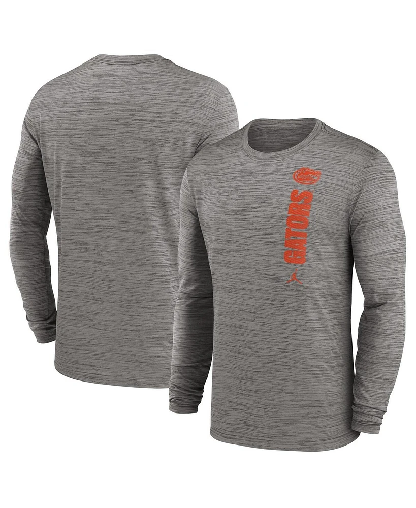 Jordan Men's Heather Gray Florida Gators 2024 Sideline Velocity Performance Long Sleeve T-Shirt