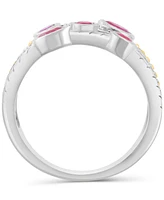 Effy Ruby (3/4 ct. t.w.) & Diamond (1/10 ct. t.w.) Triple-Row Ring in Sterling Silver