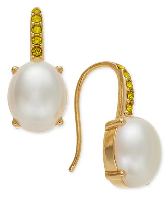 Charter Club Gold-Tone Pave & Imitation Pearl Drop Earrings, Exclusively at Macy's