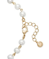 Charter Club Gold-Tone Pave Shell & Imitation Pearl Collar Necklace, 16" + 2" extender, Exclusively at Macy's