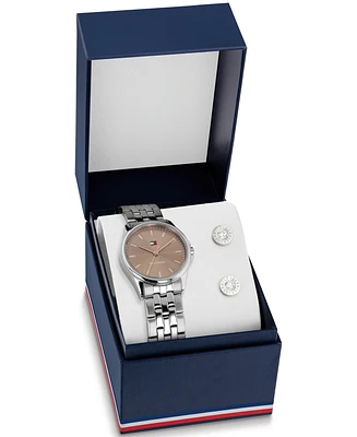 Tommy Hilfiger Women's Quartz Silver-Tone Stainless Steel Bracelet Watch Set, 30mm