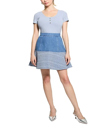 Guess Women's Elsie Mixed Media Skirt