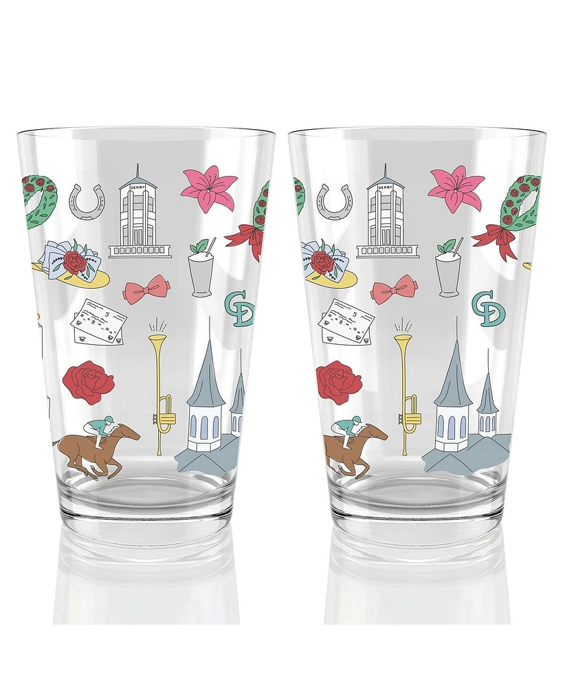 Atlantic Group Distribution Kentucky Derby 151 Scatter Print 16oz. Pint Glasses, Set of 2