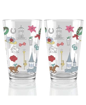 Atlantic Group Distribution Kentucky Derby 151 Scatter Print 16oz. Pint Glasses, Set of 2