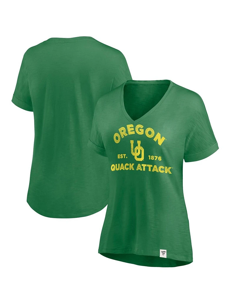 Fanatics Women's Green Oregon Ducks True Classics Slub Flowy V-Neck T-Shirt