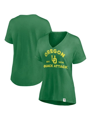 Fanatics Women's Green Oregon Ducks True Classics Slub Flowy V-Neck T-Shirt