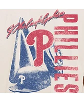 New Era Men's Cream Philadelphia Phillies Cooperstown Collection Oversized Throwback Distressed T-Shirt